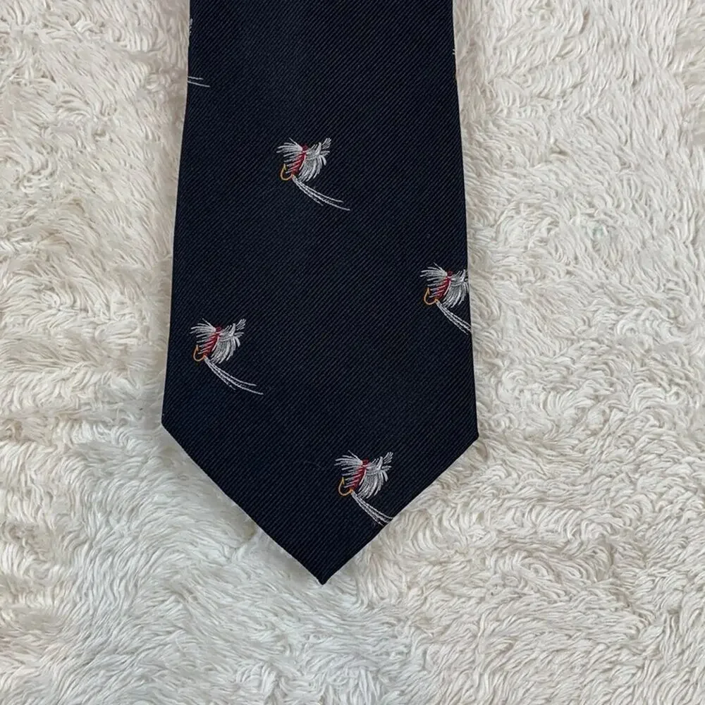 Vintage lot of‎ 2 Harleys Shorewood fly fishing necktie geometric red black tie